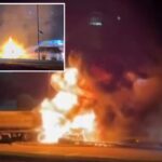Tanker carrying 9K gallons of gas erupts in flames after hitting power lines in Texas