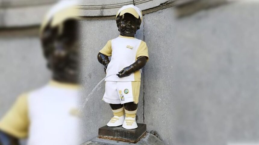 Brussels’ Manneken Pis goes sporty