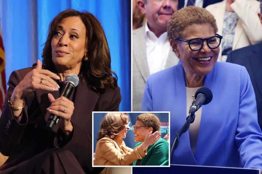 Kamala Harris endorses Karen Bass for LA mayor, claiming she’s stamped out crime and homelessness