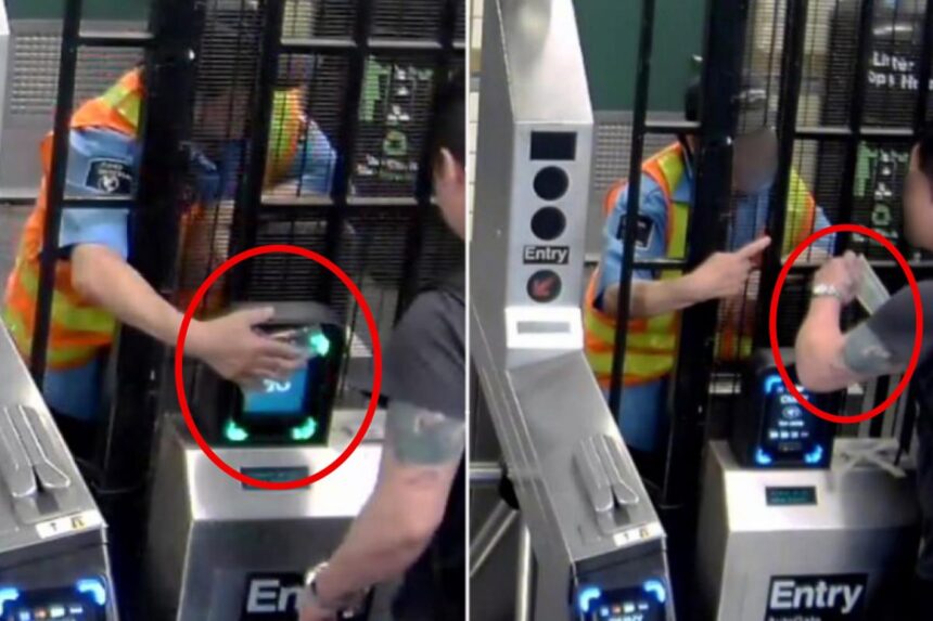 Exclusive | NYC subway guard hired to fight fare evasion caught on camera taking cash to open gates