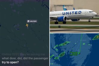 United Airlines passenger tries to open plane door at 36,000 feet, assaulted traveler on flight from Newark