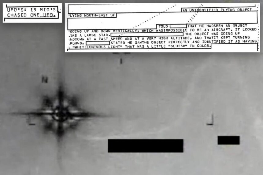Newly released secret government files detail UFO encounter with 13 fighter jets