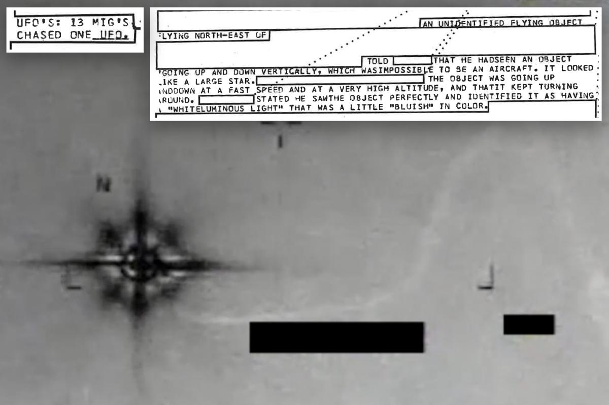 Newly released secret government files detail UFO encounter with 13 fighter jets