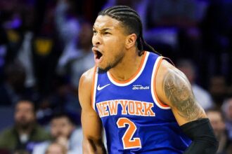 Knicks tie multiple NBA Playoffs records for three-pointers to sweep 76ers in Game 4