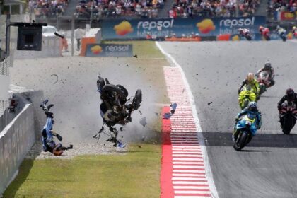 MotoGP racer hurtles through the air in terrifying crash, suffers serious injuries