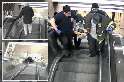 New footage shows man fatally stuck in a Massachusetts escalator as a dozen people walk by without helping