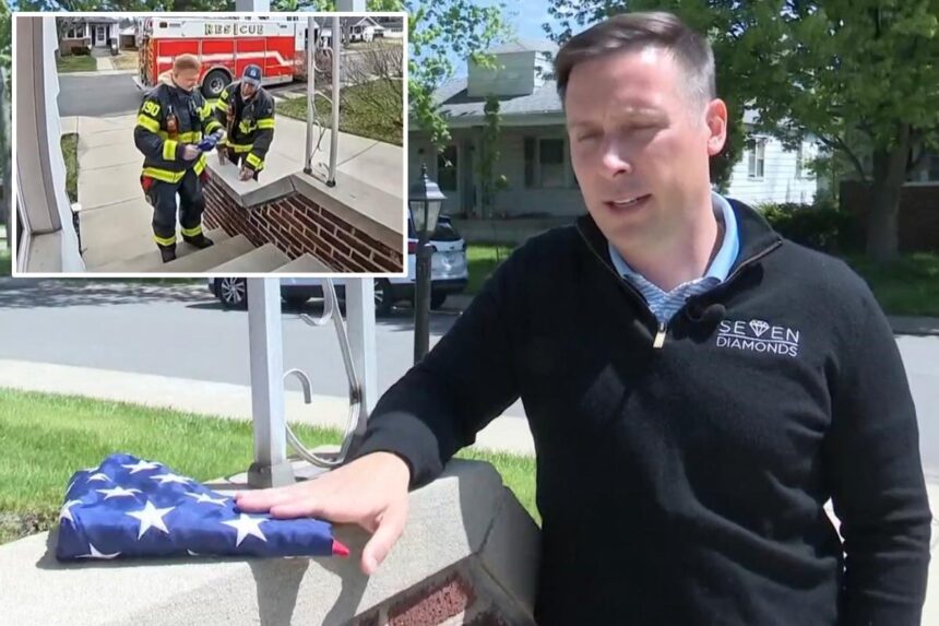 Indiana firefighter duo return lost American flag to stranger’s home: ‘It doesn’t hurt to help a neighbor’