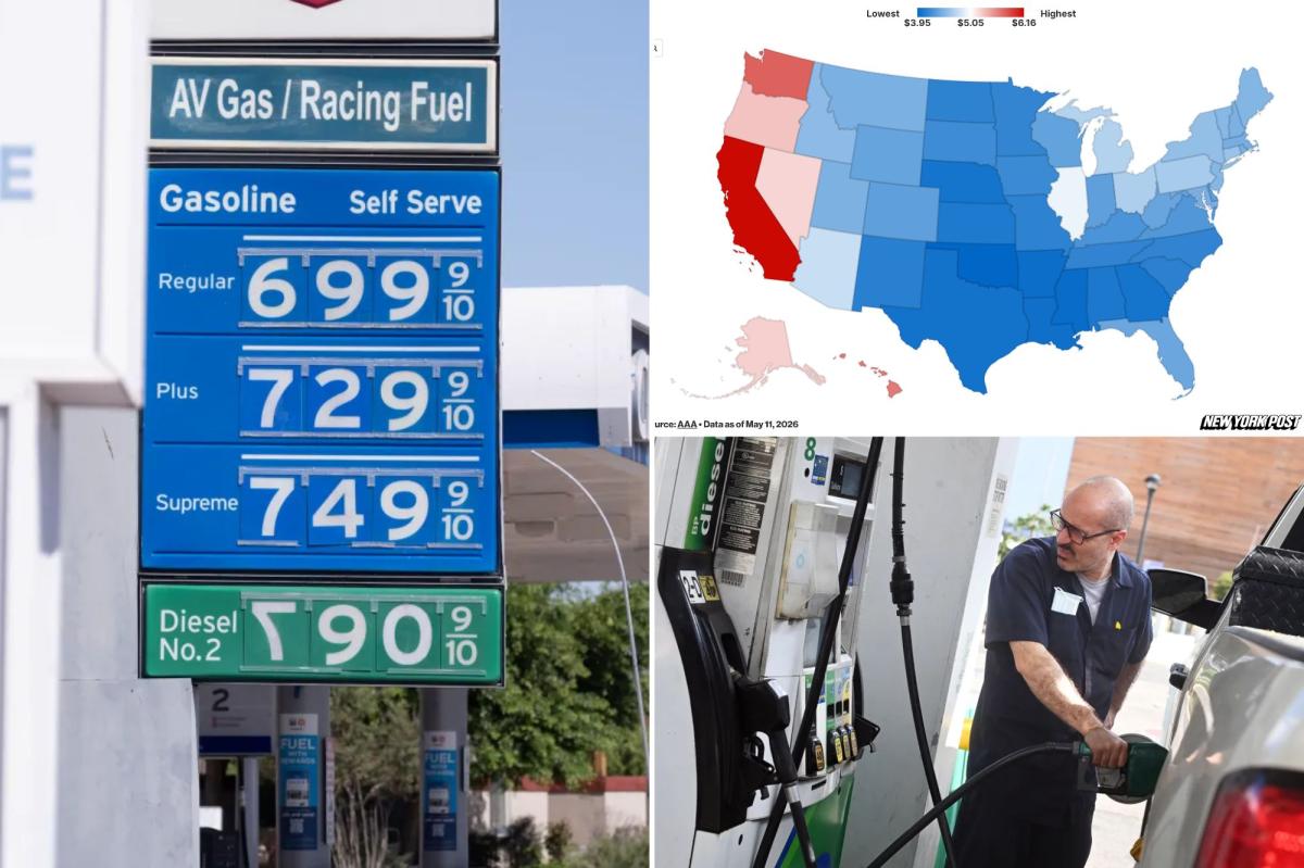 Big-city drivers are finding gas is a lot cheaper next door in red states — here are the biggest discounts