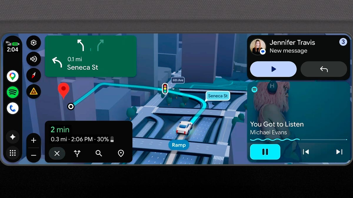 Android Auto Now Fits Weirdly Shaped Screens and Streams Video While Parked