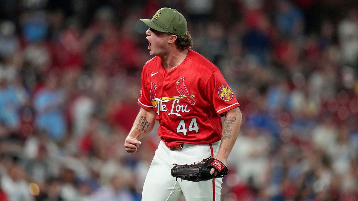 St. Louis Cardinals pitcher Gordon Graceffo celebrating on the mound