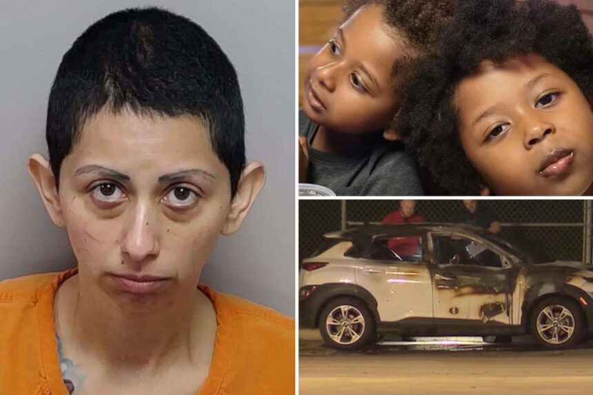 Texas mother sobs in court after allegedly killing her two children in a burning car — as family says her mental health had been declining for nearly a year