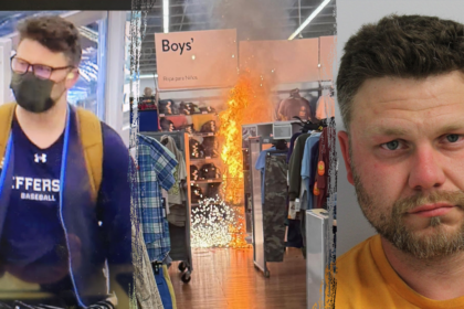 Masked suspect charged with using fuel, fireworks in Walmart kids section as cover for massive jewelry heist