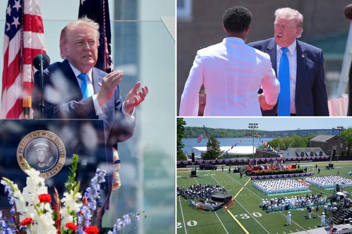 Trump has ‘a little fun’ with Coast Guard grads: ‘Look at the muscles on this guy’