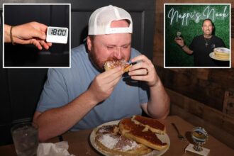 Exclusive | Diners can’t eat 4 monster pizza-sized pancakes in 18 minutes in viral Long Island challenge