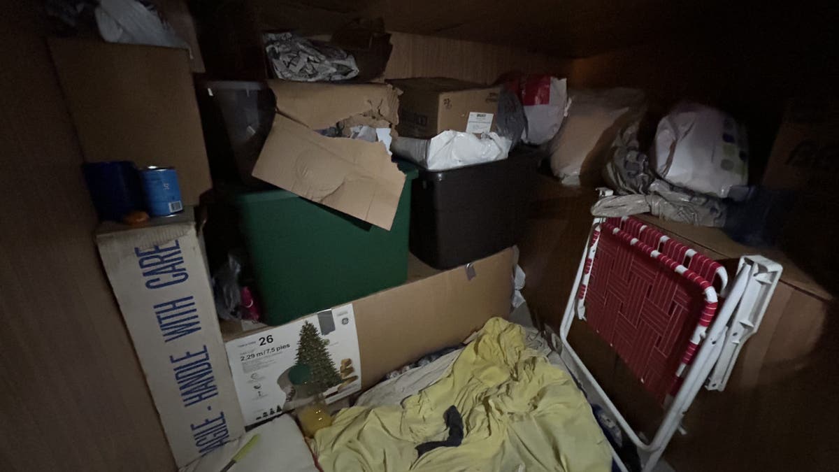 Storage closet inside basement.