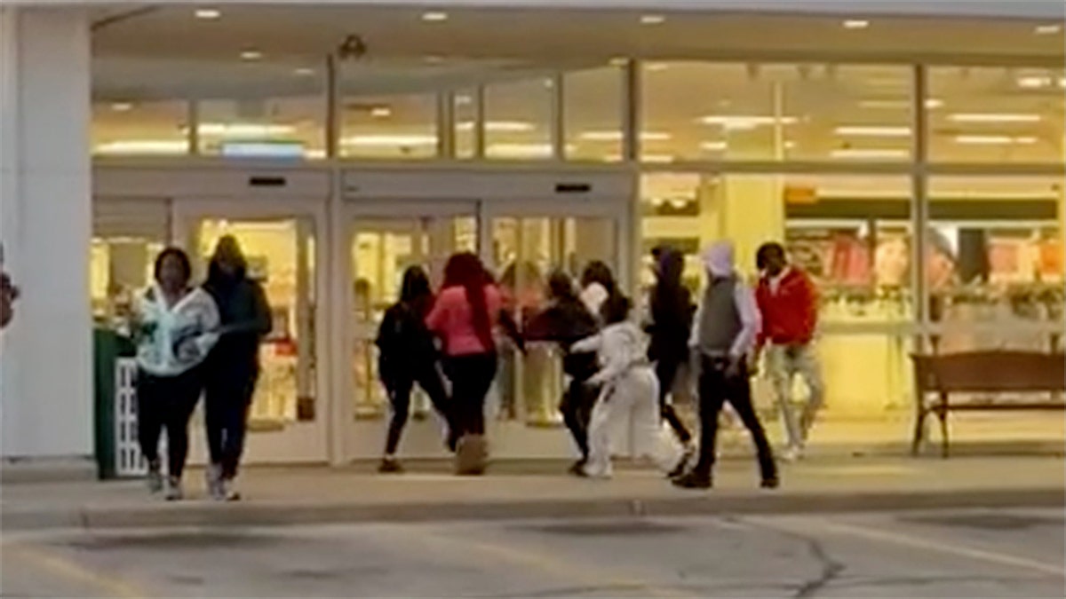 A group of teens fighting outside a Kohl's store at Bayshore Mall in Glendale Wisconsin