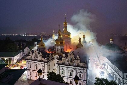 Russian strikes on Kyiv kill at least 11 and leave cathedral in flames