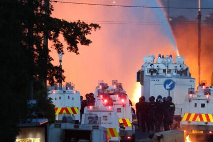 Police fire water cannon at demonstrators as Belfast protests continue