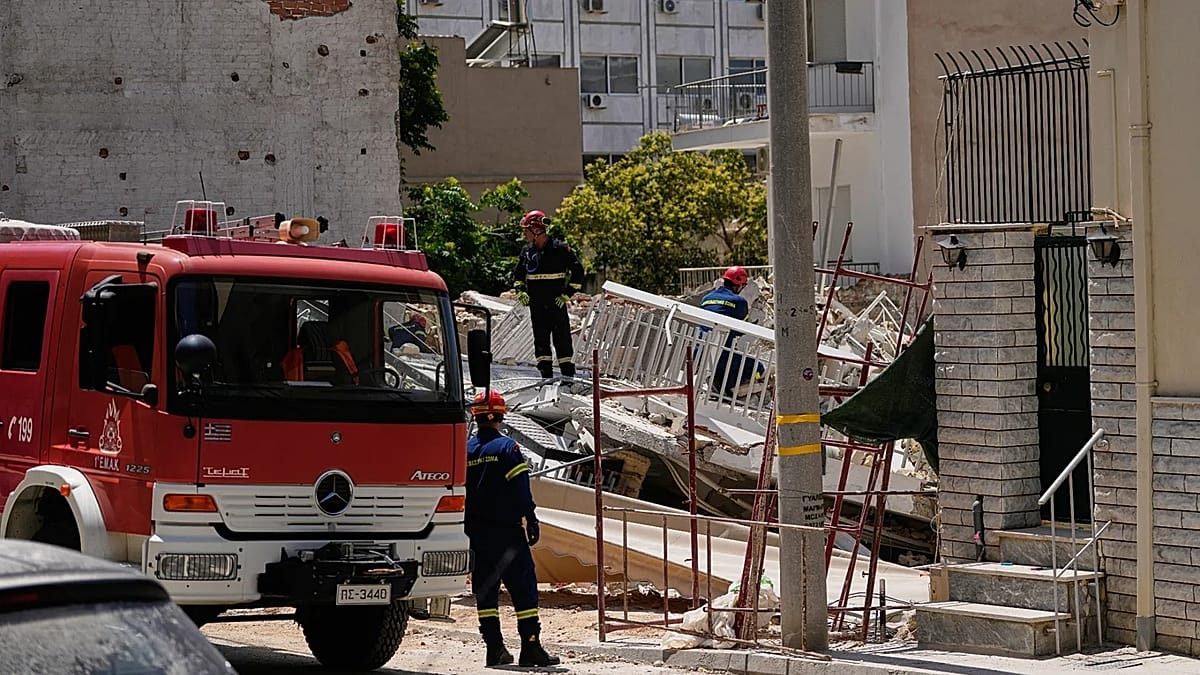 Four trapped after Athens apartment block collapses, fire brigade says