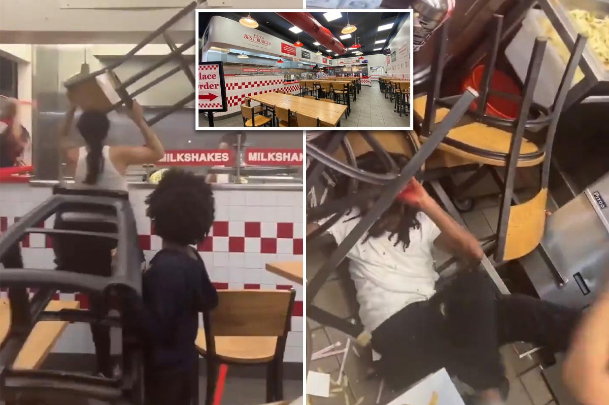 Knicks fan, other agitators ruthlessly beat NYC Five Guys employee with chairs after Game 4: wild video 