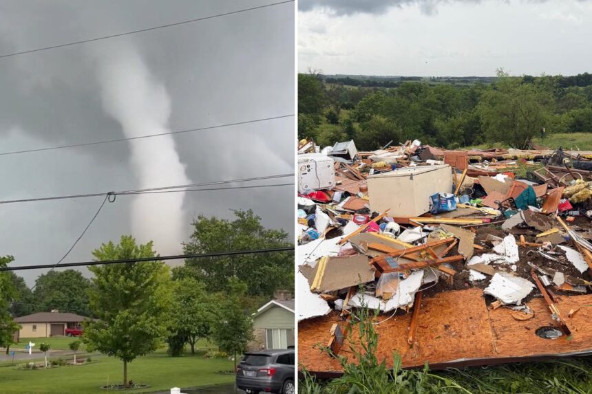 Tornadoes pummel communities outside Chicago, tearing up homes and toppling power poles