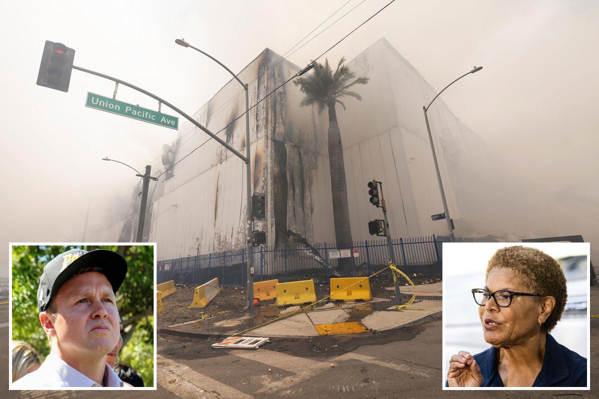 LA suffocates under ‘toxic’ smoke as massive warehouse fire rages — as Spencer Pratt points finger at Karen Bass