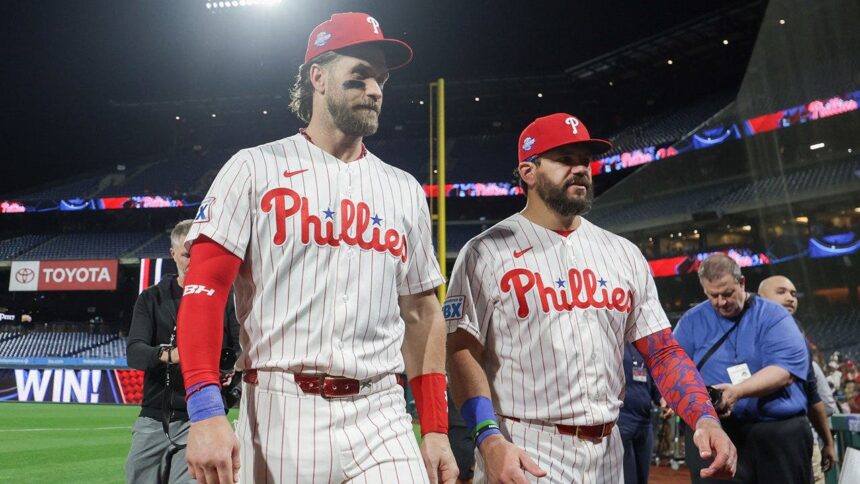 Bryce Harper hits for cycle, Kyle Schwarber blasts three homers in Phillies blowout win over Mets