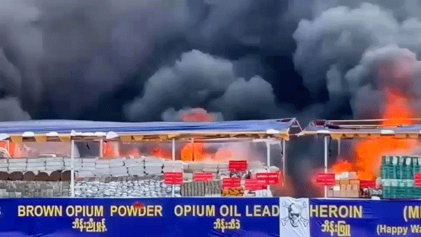 0 million worth of heroin, meth and other seized drugs set on fire in Burma