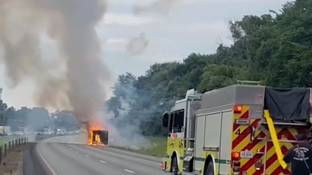 Video captures fireworks exploding from burning trailer that shut down Interstate 75