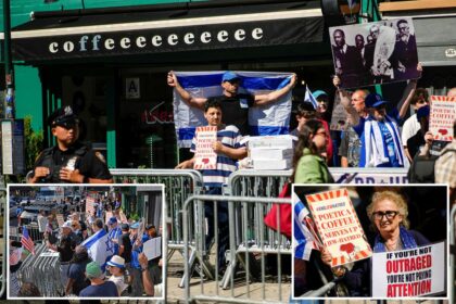 Protesters clash outside anti-Israel Brooklyn coffee shop as NYPD separates opposing sides