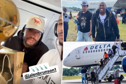 Air traffic controllers fanboy over Knicks’ Finals win as champions enjoy scenic flight home: ‘Plane’s rocking’