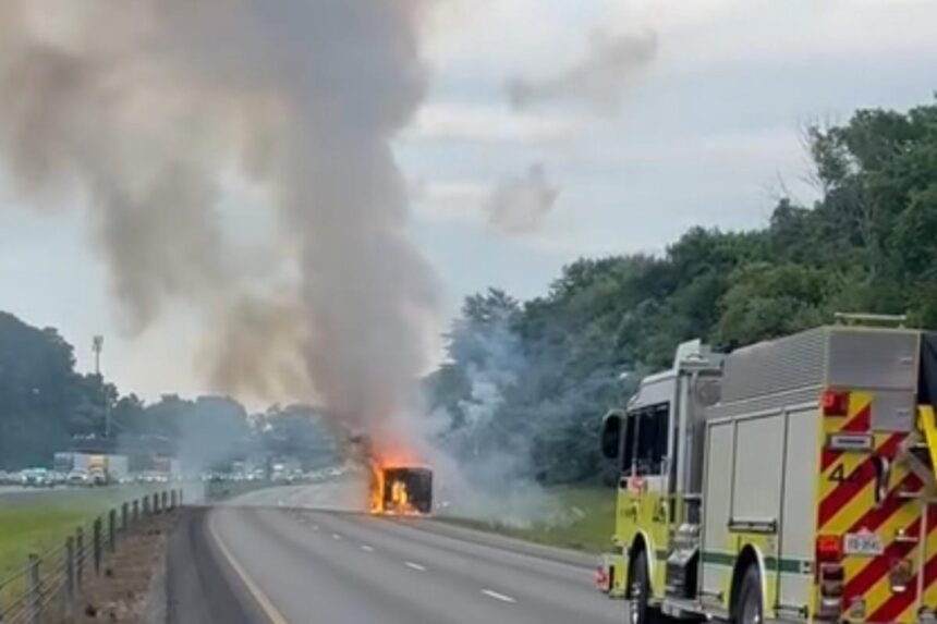 Trailer carrying fireworks catches fire, explodes on Tennessee highway in insane video