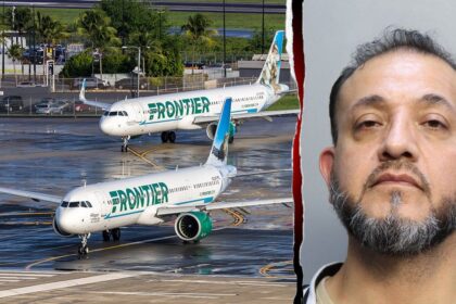 Frontier passengers tackle man who allegedly choked off-duty flight attendant, tried to open door mid-flight