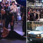Flagrant foul! Female NY Knicks fan punches cop at watch party — and bites another