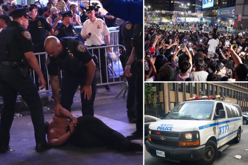Flagrant foul! Female NY Knicks fan punches cop at watch party — and bites another