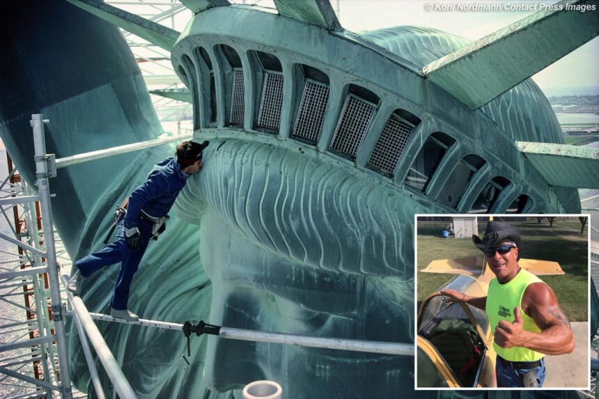 Worker in iconic photo kissing Statue of Liberty recalls death-defying perch: ‘One slip and it was over’