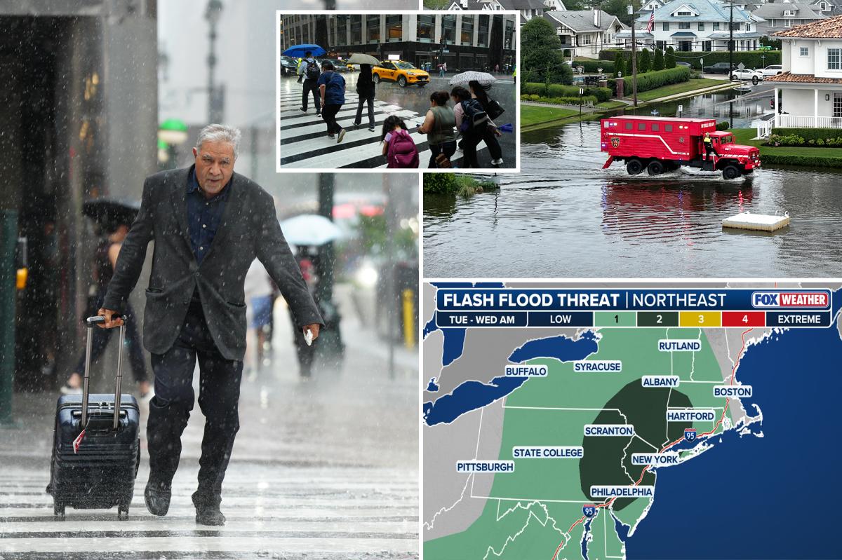 Increased flash flood risk, lashing winds target millions along I-95 corridor as storms threaten East Coast