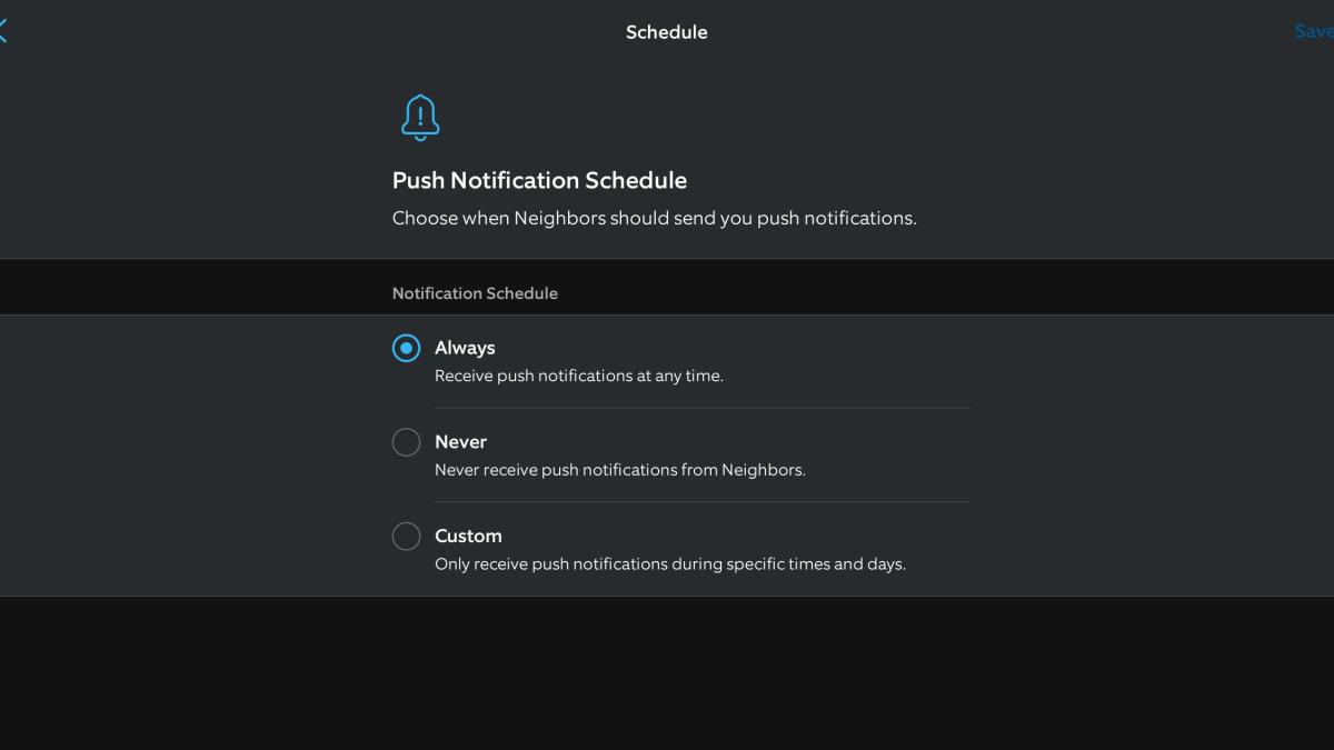 Ring's push notifications showing blocking options.