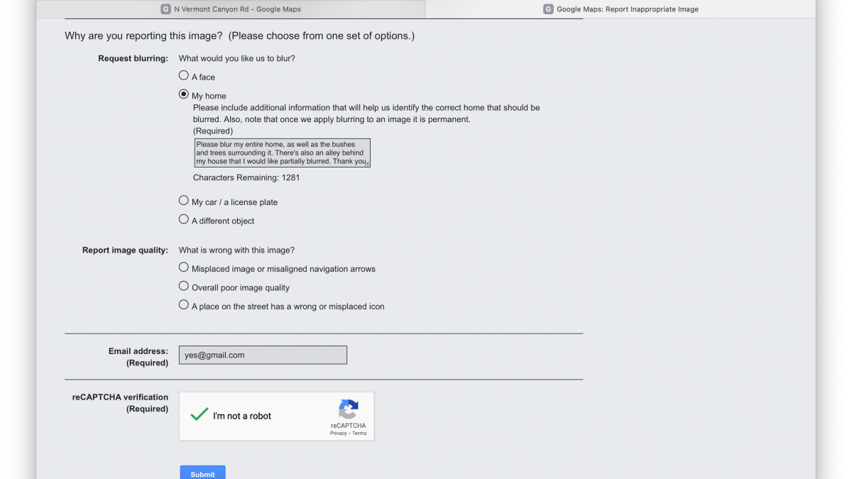 Google Maps options