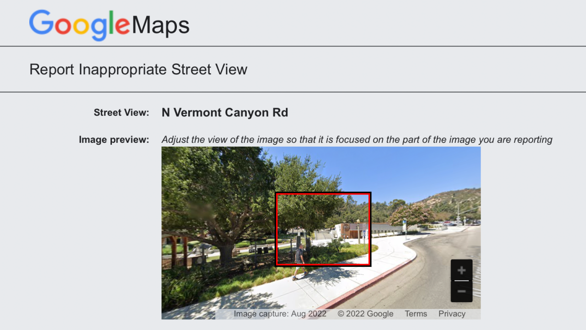 Street View on Google Maps showing options for blurring the image