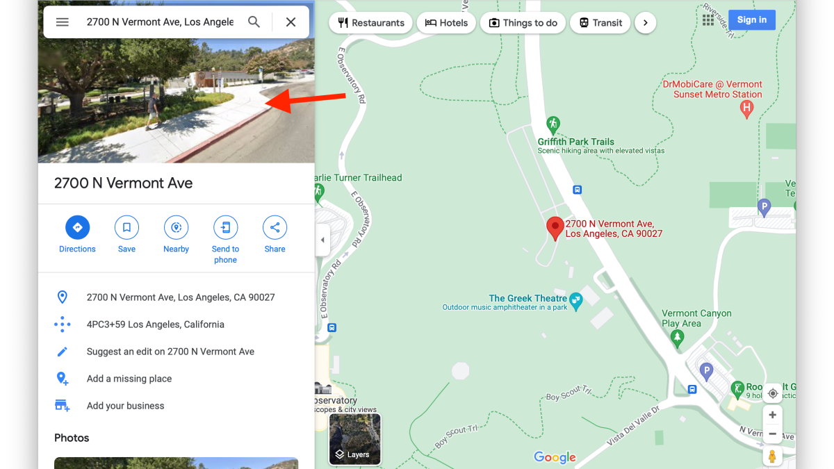 Google Maps address