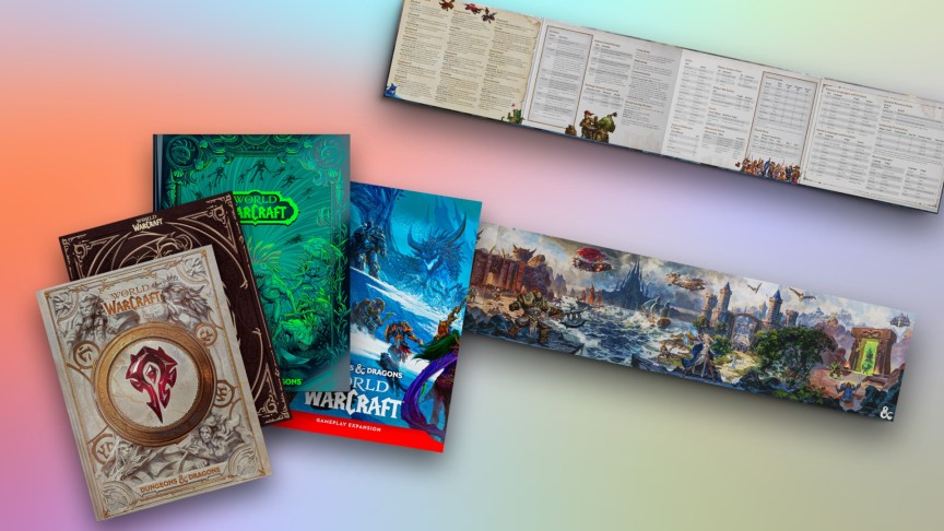 A set of products -- books on the left, and a DM screen on the right.