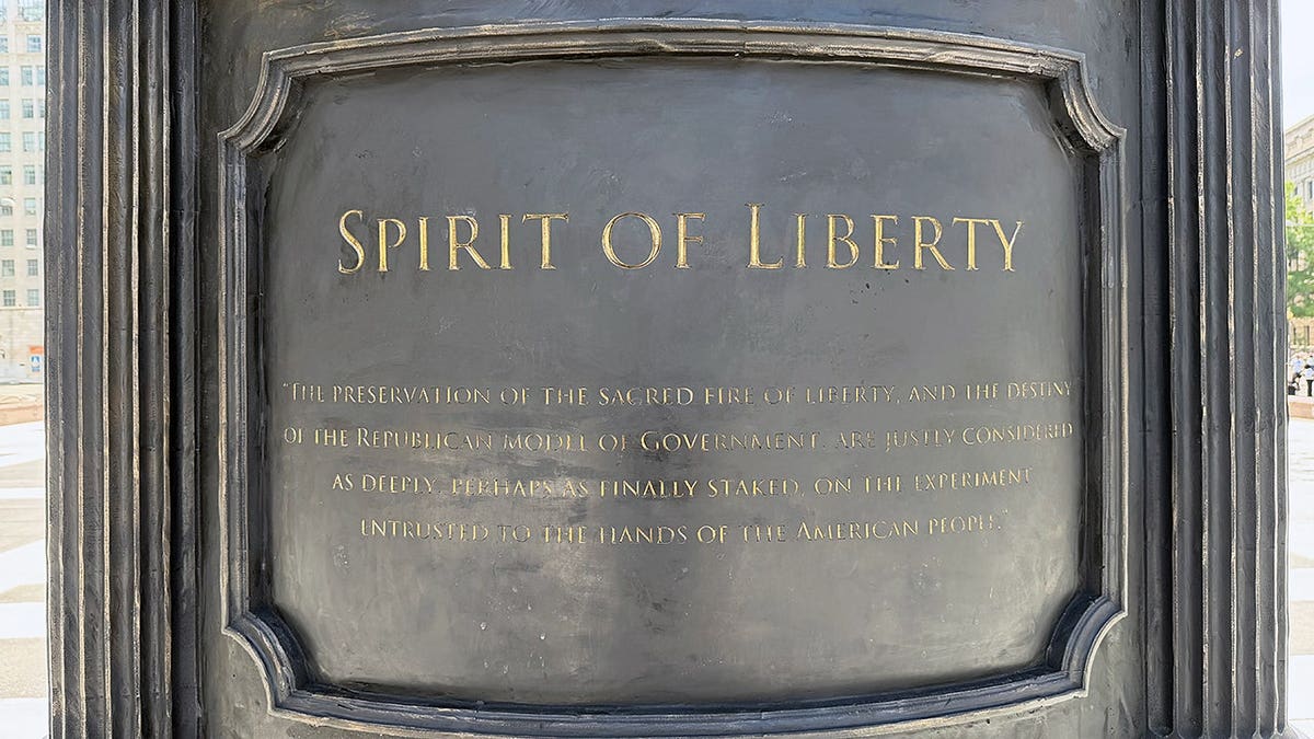 Spirit of Liberty inscription with George Washington quote.