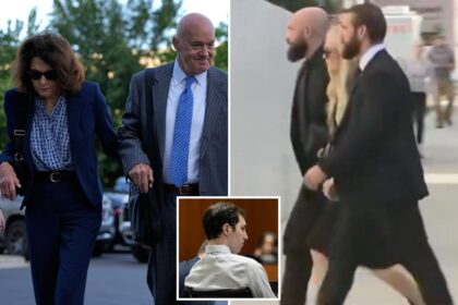 Erika Kirk arrives at court to face husband’s alleged killer with Charlie’s heartbroken parents