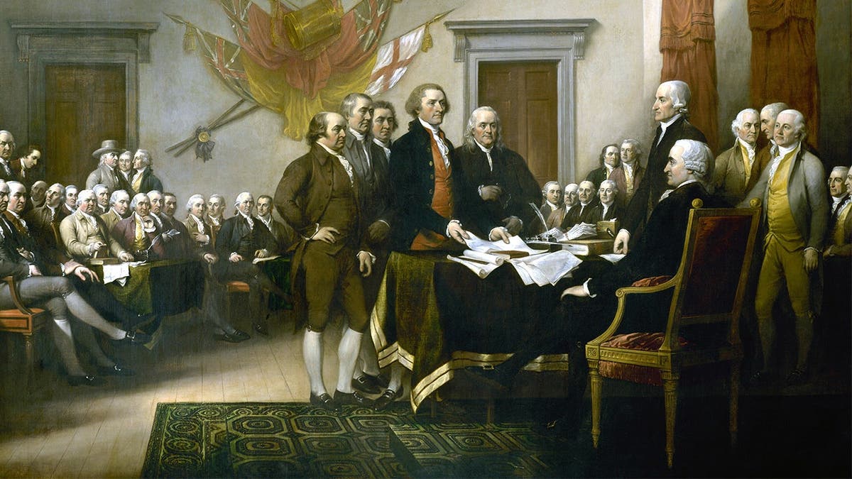Founding Fathers signing the Declaration of Independence