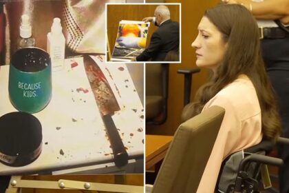 Lindsay Clancy murder trial evidence photos show bloody knife next to mug with chilling phrase