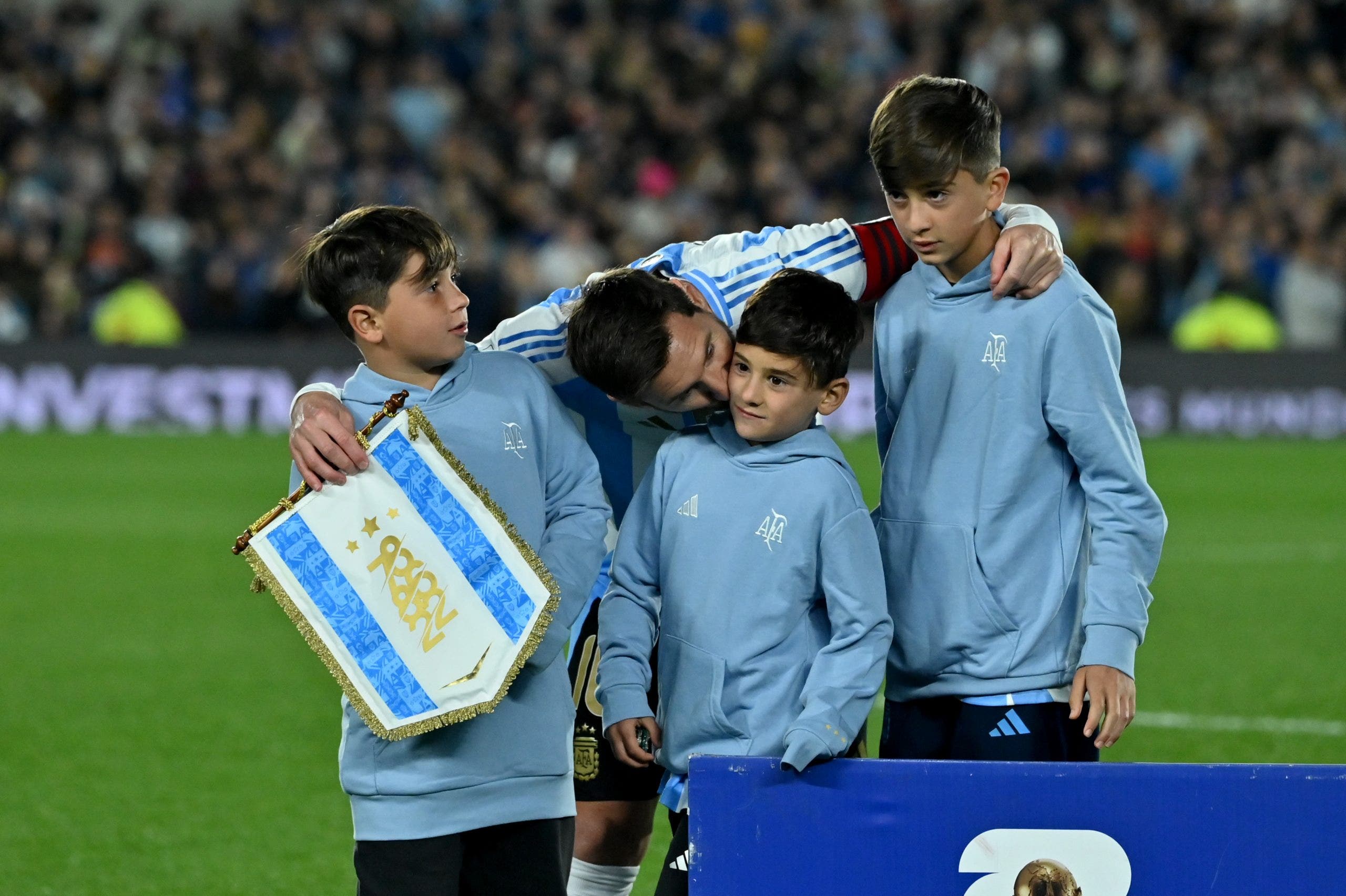 Messi with his three sons. (Photo by German Adrasti/Getty Images)