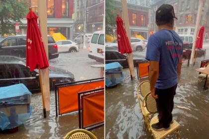 Shocking video shows streets of Soho underwater as NYC is hit with heavy rain and flash flooding