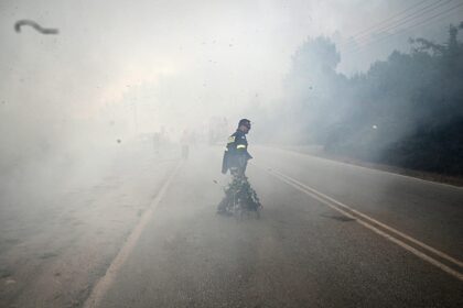 ‘Wall of fire’ forces sea evacuation as European wildfires continue