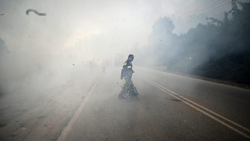 ‘Wall of fire’ forces sea evacuation as European wildfires continue